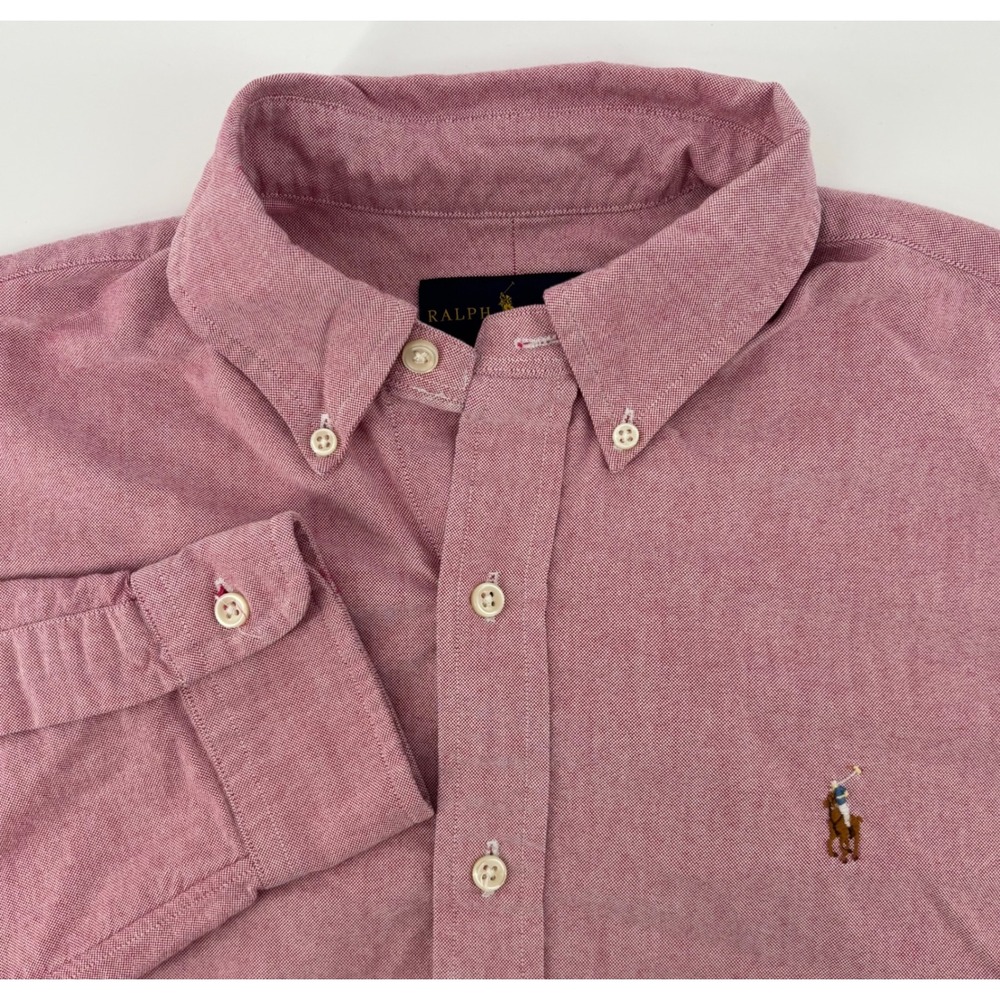 Ralph Lauren Button Down Shirt Men's Medium Pink Oxford Long Sleeve